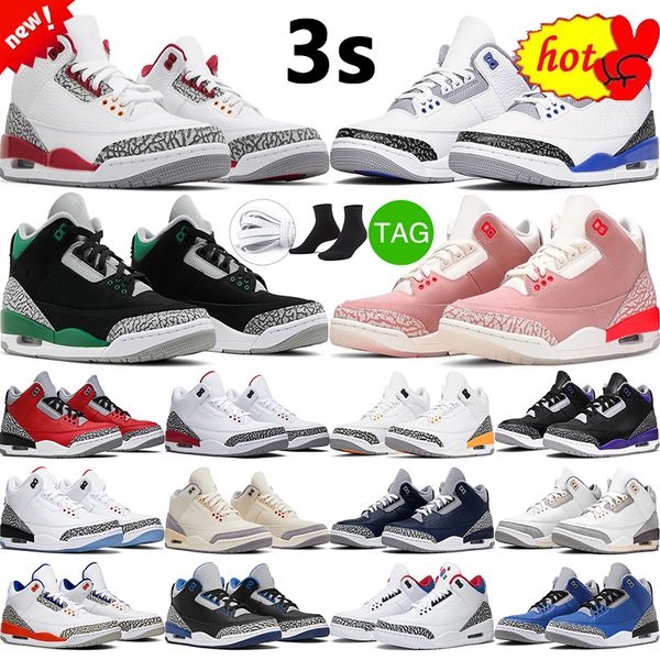 

3s cardinal red men women basketball shoes neapolitan racer blue pine green unc black cement rust pink georgetown mens trainer nb