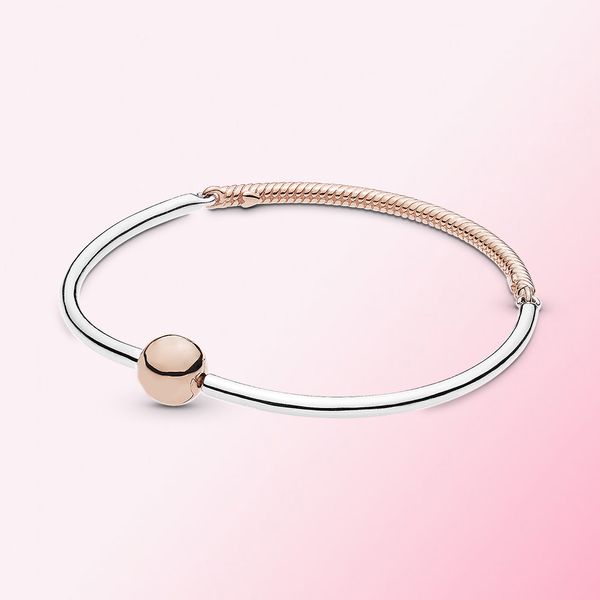 925 Palhetas de prata Momentos de pulseira Rose Bangle Feminino Fit Pandora Bracelet Jewelry DIY