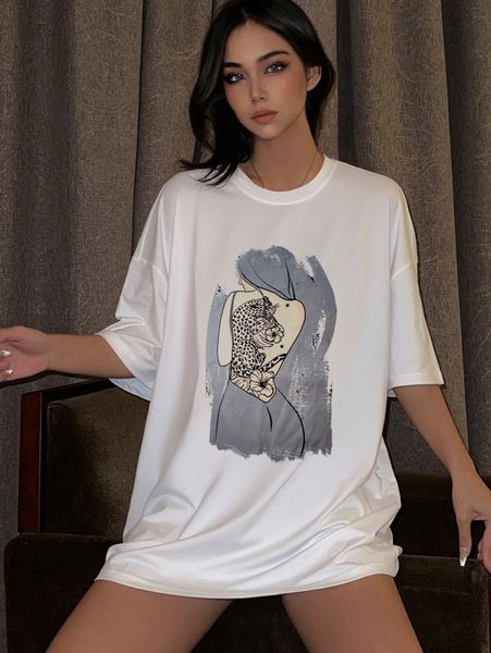 

figure graphic drop shoulder tee p2ay#, White