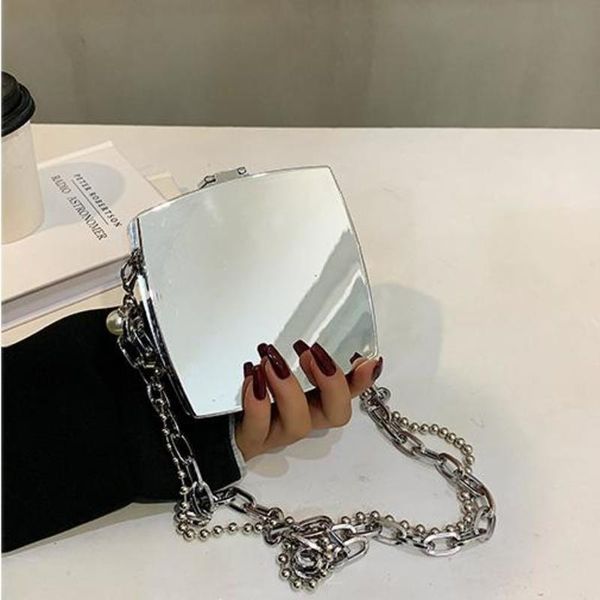 

hbp luxury silver metal box bag ladies party clutch evening purse chain crossbody mini female shoulder handbag flap 220721