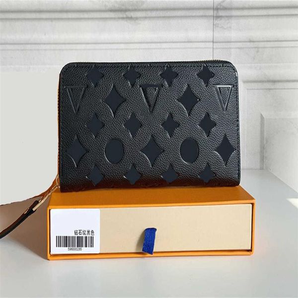 

2021 fashion flowers designer wallets luxurys men women leather bags classic letters key coin purse original box plai259a, Black
