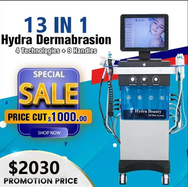 Direkt 13 in 1 Diamant -Mikrodermabrasion Beauty Machine Oxygen Hautpflege Hydra Wasser Aqua Dermabrasion Peeling Spa -Geräte