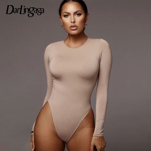 

casual solid skinny long sleeve bodysuits basic 2022 bodys bodycon sheer bodysuit women round neck outfits jumpsuits, Black;white