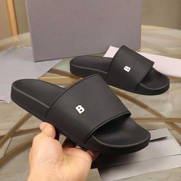 

slippers men's women's summer casual shoes indoor non-slip and waterproof word sandals letter lovers beach, Black
