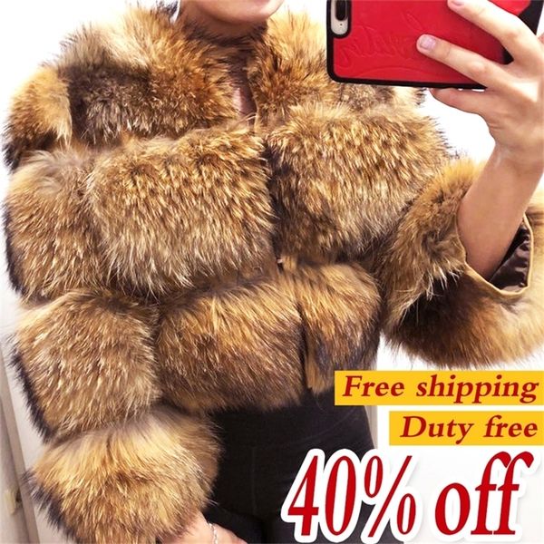 

maomaokong winter new style jacket women's thick fur coat real raccoon fur jacket raccoon fur coat round neck warm 201112, Black