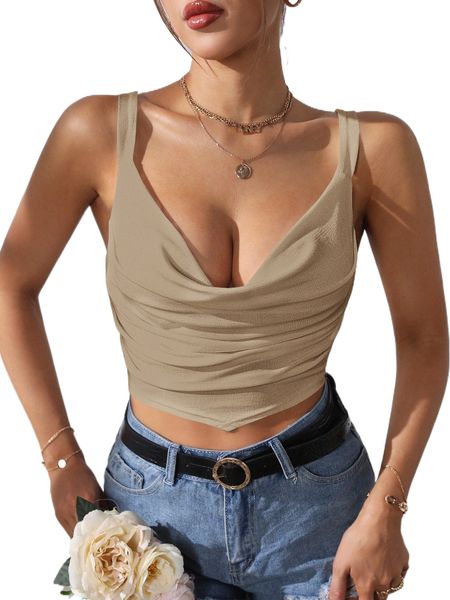 

draped front cami s6xg#, White