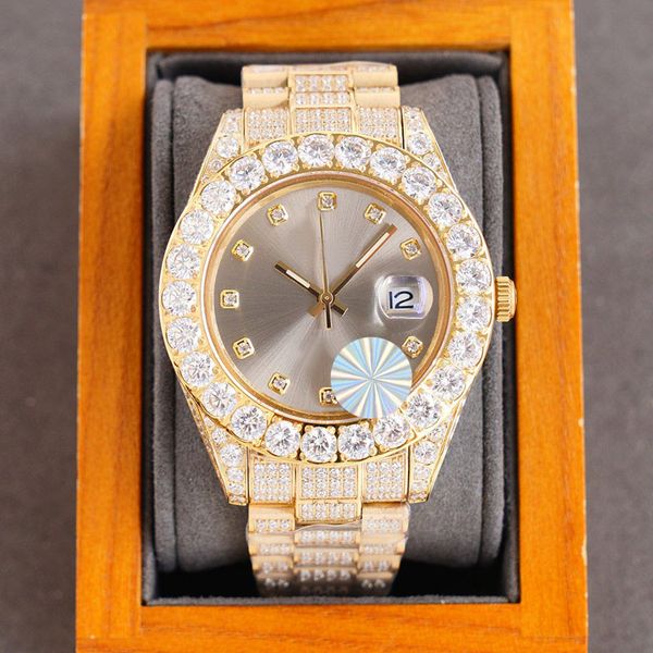 

diamond watch automatic mechanical 42mm mens watches for men wristwatch stainless steel life waterproof business wristwatches montre de luxe, Slivery;brown