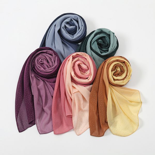 20 Sciarpa di chiffon a bolle di colore Hijab Estate Donna Scialle musulmano Avvolge la testa Islam Turbante Pashmina Sciarpe Foulard Stole 180 * 70 cm