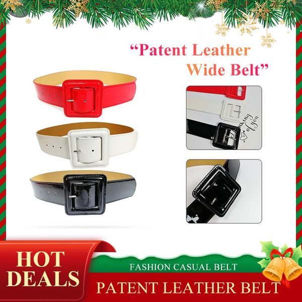 Belts PC Moda Plus Size Belra larga Grande Couro de patente para mulheres Cintura vermelha femme taille riem de alta qualidade 2022bels