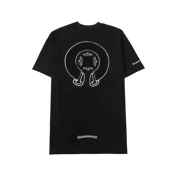 

mens classic luxury t shirts fashion brand ch men tees horseshoe cross designer tshirts summer man hip hop sweater sanskrit letter t-shirt, White;black