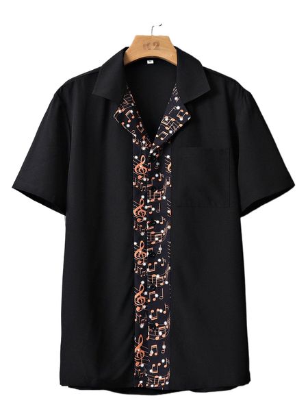 

men music note print shirt q6op#, White;black