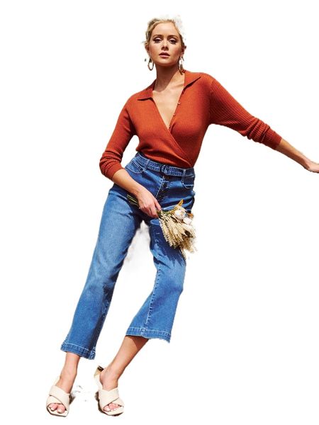 

motf x hannah g cotton wide-leg cropped belted jeans i5vg#, Blue