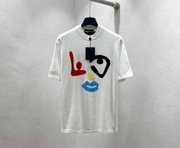 

men's t-shirts high version t-shirt european and american fashion brand graffiti letters abstract human face jacquard short sleeve, White;black