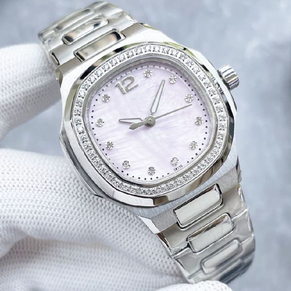 

women's automatic machine watch fashion 35mm stainless steel dial strap water resistant personality girls diamond designer watchs watch, Slivery;brown