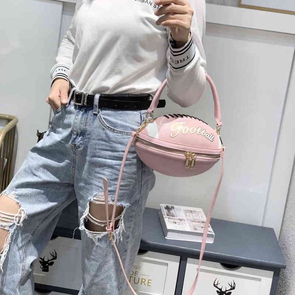 

fashionable football style crossbody bag for women 2021 shoulder bags rugby style purses and handbags leather designer ball tote g220526