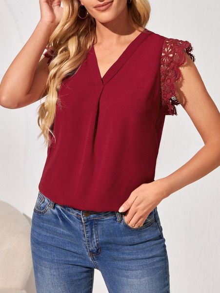 

emery rose guipure lace sleeve 19jm#, White