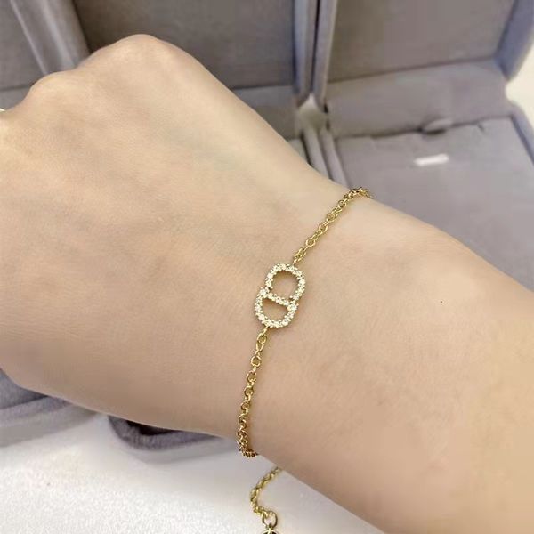 

factory retail and wholesale d home di pair letter diamond cd bracelet women's fashion simple versatile light luxury jewelry batch, Black