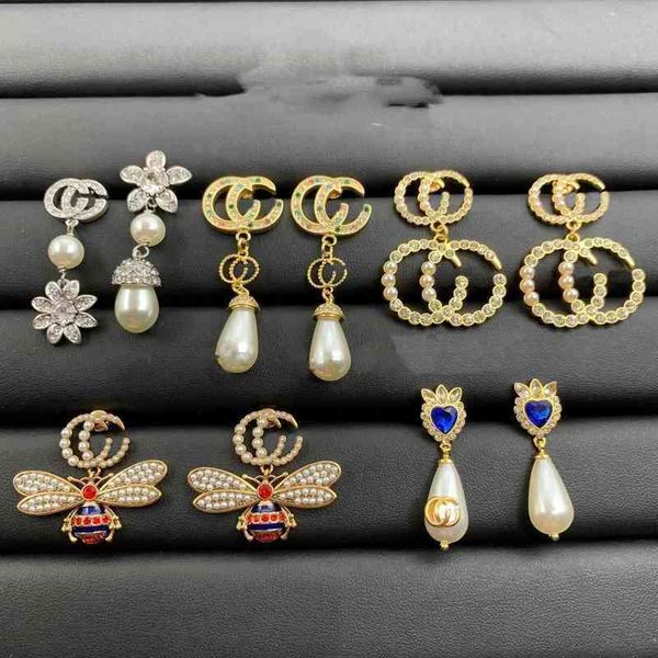 

factory outlet earrings new diamond inlaid pearl personalized fashion trend net red same earrings, Golden