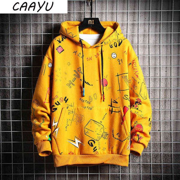 

caayu men's hoodies mens women harajuku sweatshirt male japanese streetwear oversized yellow anime hoodie sweatshirts for mens y220702, Black