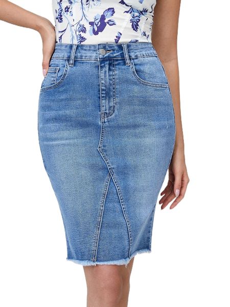 

blues raw cut split back denim skirt i0qm#, Black