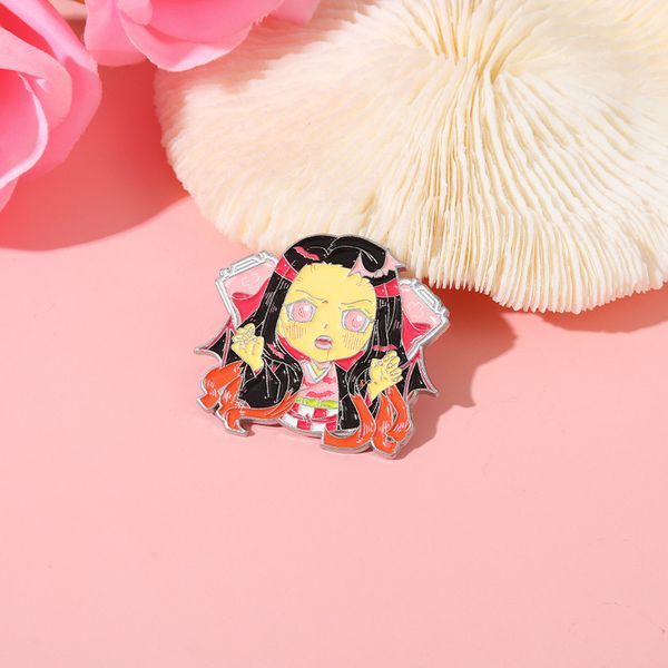 

cartoon girl brooch funny backpack clothing decoration accessories, Gray