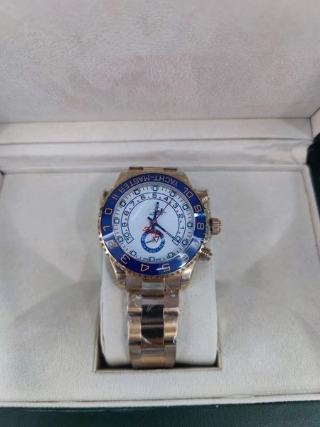 

with original box mens automatic mechanical watch 44mm rose stainless steel big dial chronograph waterproof wristwatches, Slivery;brown
