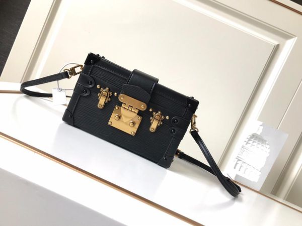 

designer petit malle bags mini trunk leather women's handbag purse black