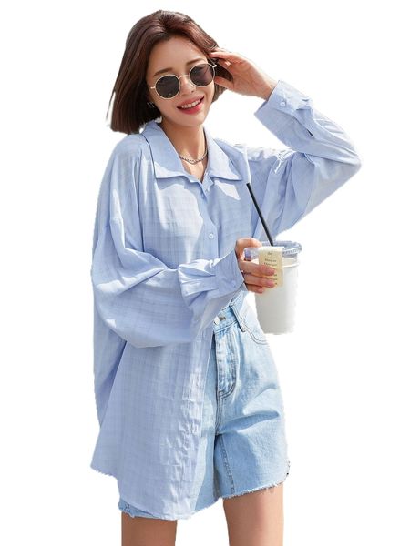 

dazy button front drop shoulder blouse e33d#, White