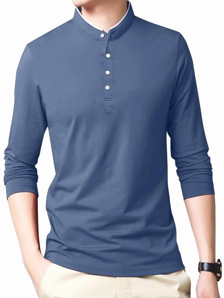 

men stand neck half button tee q6cm#, White;black