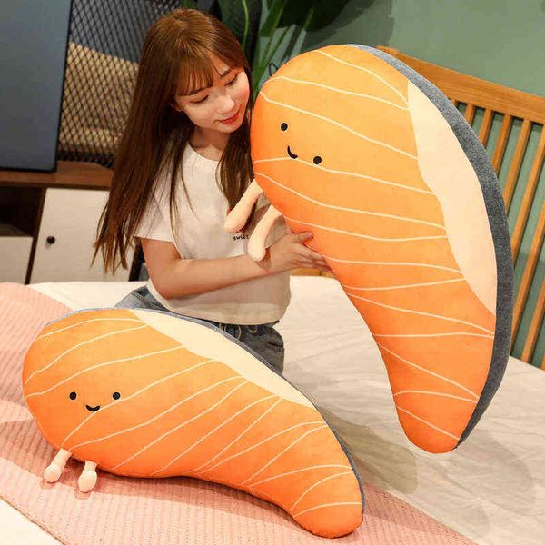 Cm divertente filetto di salmone peluche cuscino bambole di simulazione farcito morbido divano letto kawaii regalo di compleanno creativo J220704