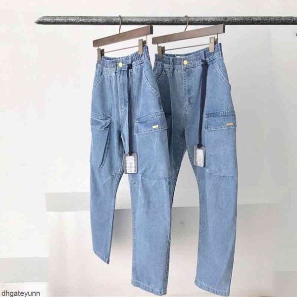 Abbigliamento Pantaloni da uomo Kith Jeans Uomo Donna Moda di alta qualità Casual Streetwear Pantaloni in denim Bottone da cowboy Ny Men Destroyedce5v