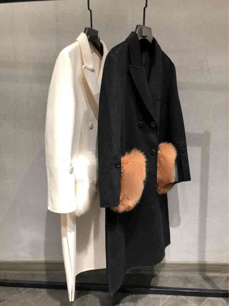 Designer de moda família mesmo outono e inverno novo casaco de tweed de caxemira casaco feminino