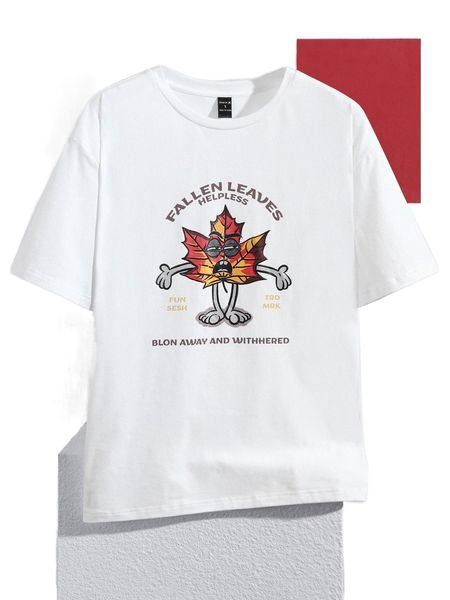 

x notnotstudio cartoon & slogan graphic tee l3v0#, White