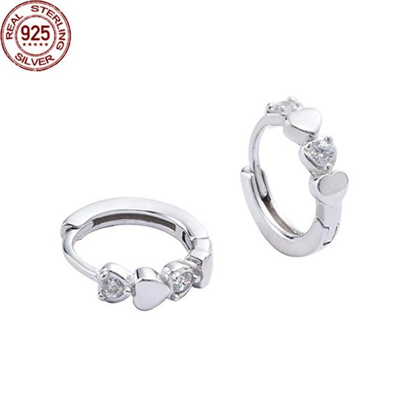 

new arrival 925 silver hoop earring double heart zircon earrings charm wide jewelry female's bridal wedding, Golden