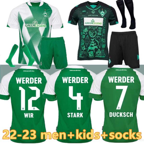 

2022 2023 werder bremen special soccer jersey marvin ducksch leonardo bittencourt black green 21 22 23 friedl pieper football shirts top, Black;yellow