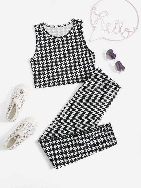 

sheen girls chiffon tank and leggings set she, White