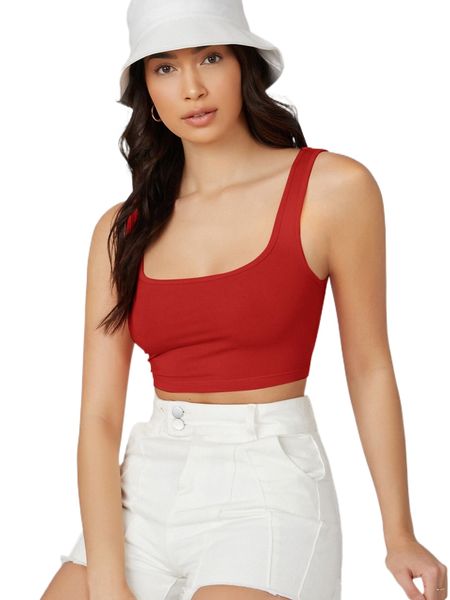 

square neck crop tank k0aw#, White