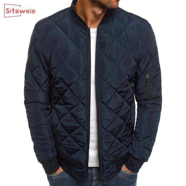 

siteweie fashion men thicken parkas jackets autumn winter warm coat outwear sports casual jacket men zipper clothes g496236m, Black