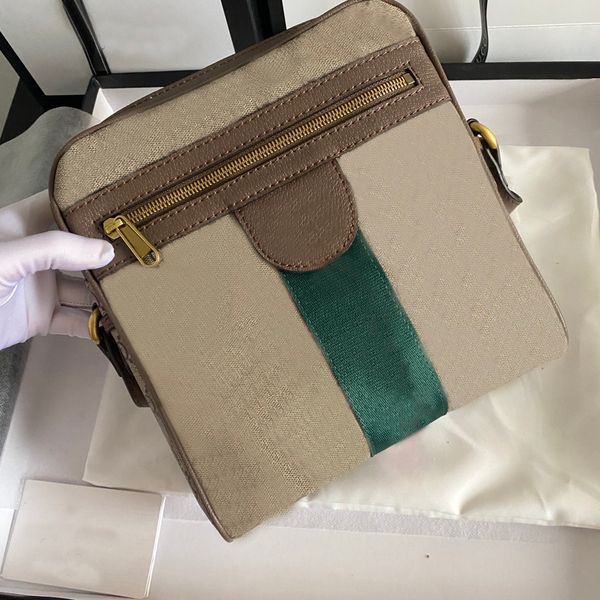 Bolsa de um ombro de designer bolsas transversais bolsa de luxo bolsa feminina pequena alça de aba correia verde listra vermelha 7926