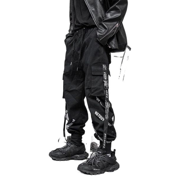 

men's pants houzhou black cargo men joggers trousers for jogging japanese streetwear hip hop hippie techwear j9xs#