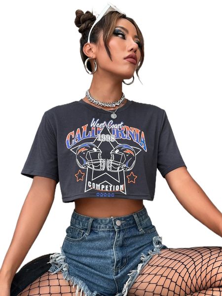 

helmet & letter graphic crop tee 296c#, White
