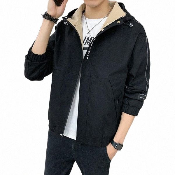 

jacket 2021 men's spring fashion tooling hooded black coat tidal current streetwear leisure recommend jackets q1ic#, Black;brown