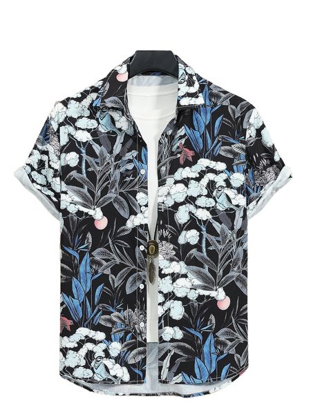 

men floral print shirt without tee f3ys#, White;black