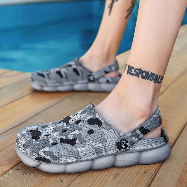 

summer slippers eva plastic shoes men sandals classic camouflage for male soft beach sandalias zapatos hombre slides, Black