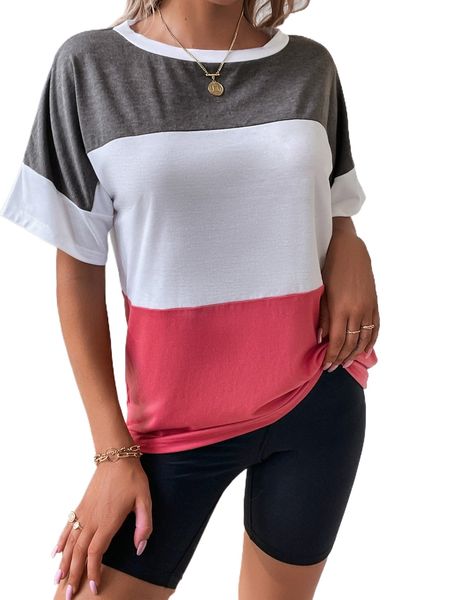 

colorblock drop shoulder tee u1fb#, White