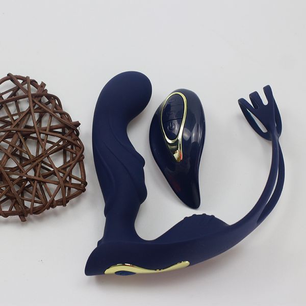 Männlicher Butt Plug Vibrator Prostata-Massagegerät Ring mit verzögerter Ejakulation Tragbares Analsexspielzeug für Paare 220412_voghion.com