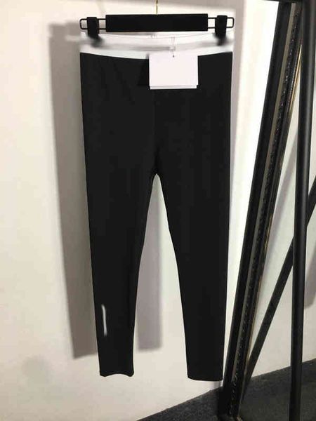 

2022 early spring new letter webbing elastic waist skinny leggings, Black