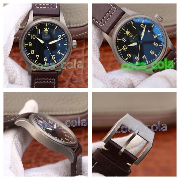 

2022 gsfactory watch 40mm automatic cal.35111 movement titanium alloy ultra light 327006watches leather strap watchband men wristwatches wat, Slivery;brown