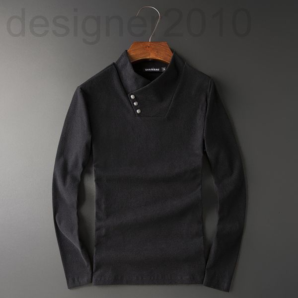 

men's t-shirts designer 2021 autumn and winter new korean men's fashion casual button personalized half high collar long sleeve t-, White;black