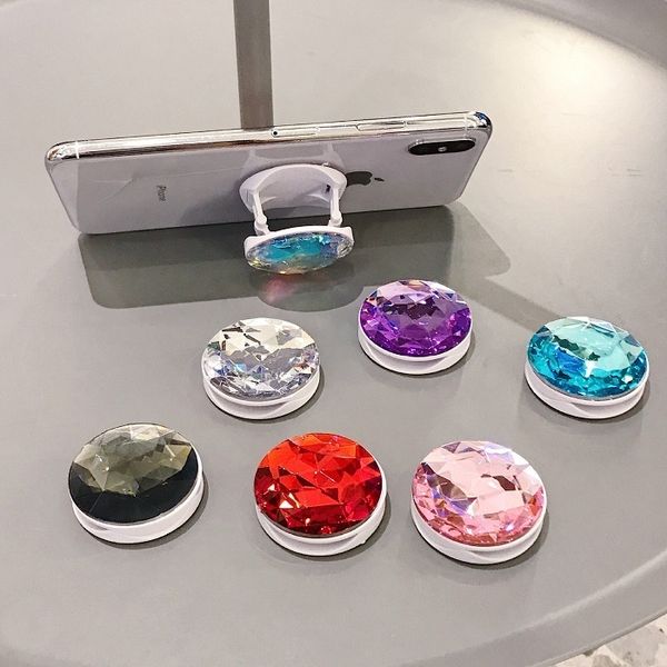 Suporte de telefone celular com diamante de cristal Grip anel de dedo Suporte em expansão para telefones com bolsa opp